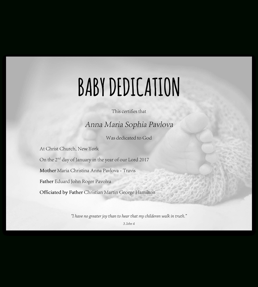 Baby Dedication Certificate Template For Word Free Printable pertaining to Christian Certificate Template