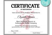 Ballet Certificate  Certificates  Printable Award Certificate throughout Dance Certificate Template