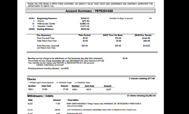 Bank Statement Fifth Third Template Proof Of Income Earnings pertaining to Blank Bank Statement Template Download