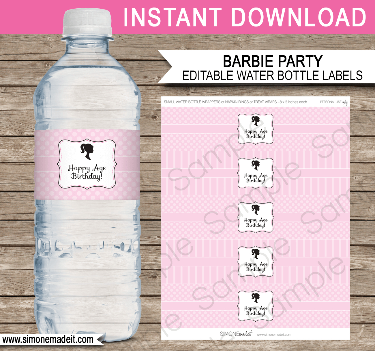 Barbie Party Water Bottle Labels Template throughout Diy Water Bottle Label Template