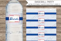 Baseball Water Bottle Labels  Birthday Party inside Drink Bottle Label Template
