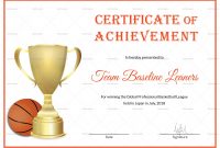 Basketball Achievement Certificate Design Template In Psd Word in Basketball Certificate Template