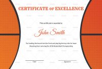 Basketball Excellence Award Certificate Design Template In Psd Word with Basketball Certificate Template