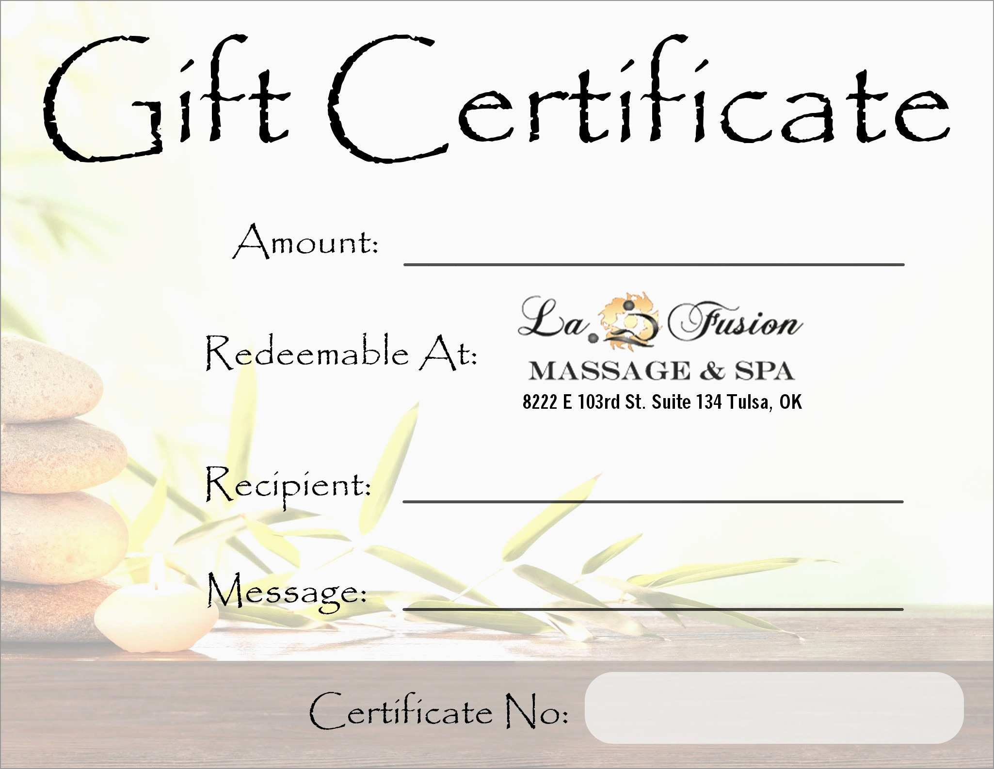 Beautiful Spa Gift Certificate Template Free  Best Of Template regarding Spa Day Gift Certificate Template