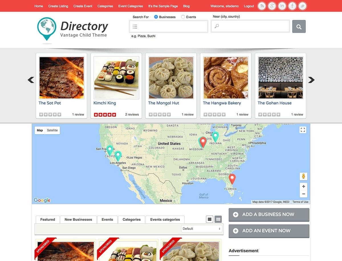 Best Directory WordPress Themes   Athemes in Business Listing Website Template