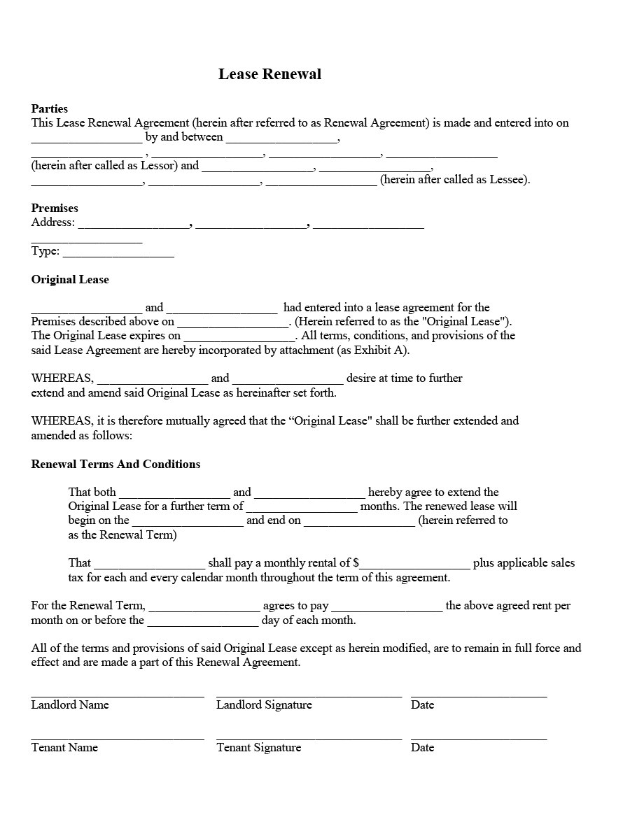 Best Lease Renewal Letters  Forms Word  Pdf ᐅ Template Lab intended for Renewal Of Tenancy Agreement Template