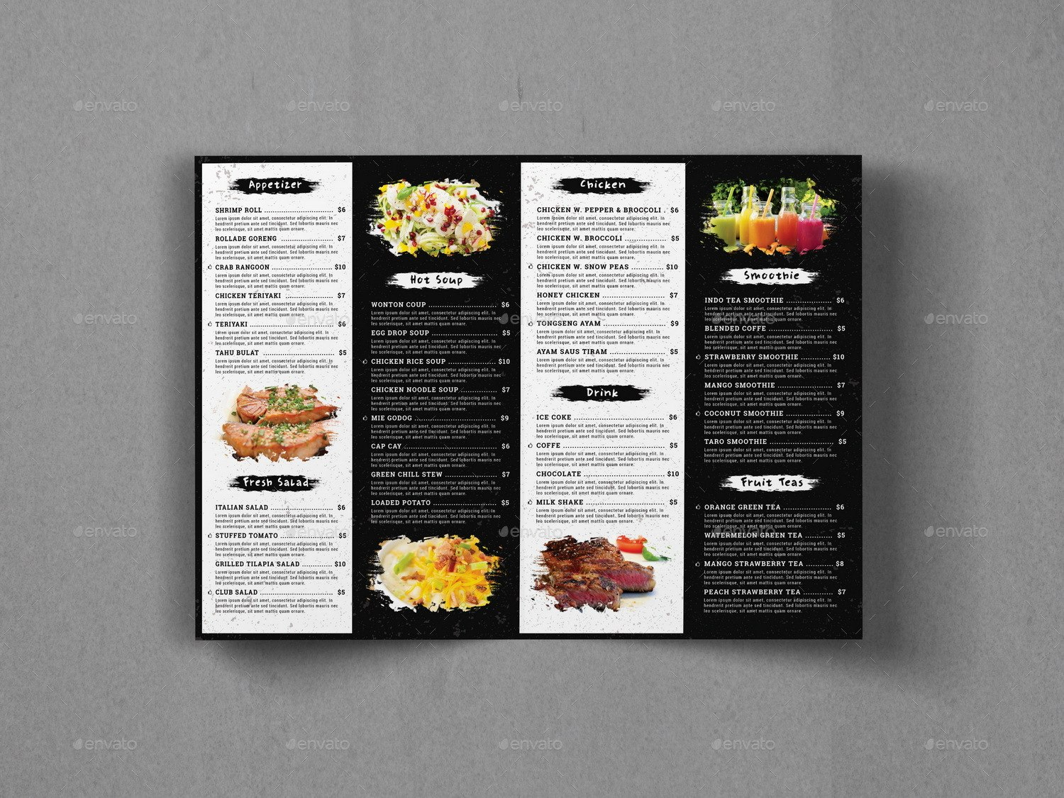 Bifold Food Menu Brochure Templategeelator  Graphicriver intended for Bi Fold Menu Template