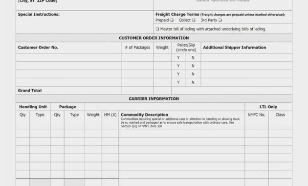 Bill Of Lading Form Will Be A  The Invoice And Resume Template within Fedex Label Template Word