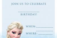 Birthday Disney Frozen Blank Birthday Party Invitation Template intended for Frozen Birthday Card Template