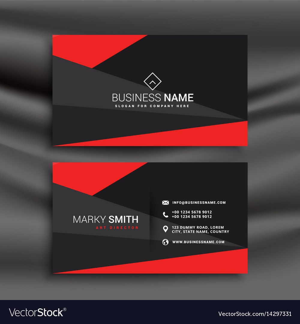 Black And Red Business Card Template With Vector Image for Buisness Card Template