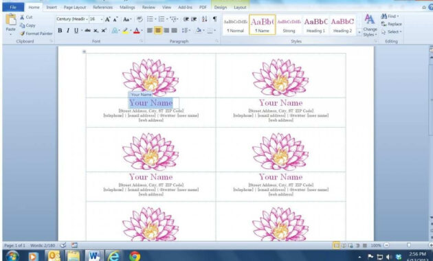 Blank Business Card Template Microsoft Word within Word 2013 Business Card Template
