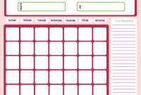 Blank Month Calendar  Pinks  Free Printable Downloads From Choretell throughout Blank One Month Calendar Template