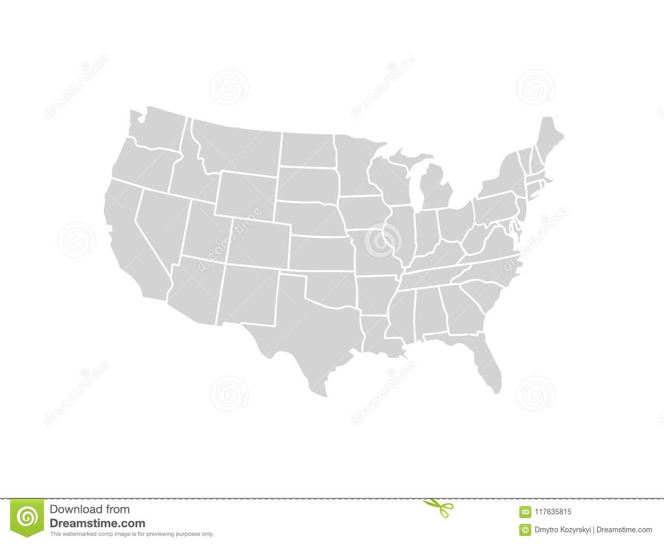 Blank Similar Usa Map Isolated On White Background United States Of with United States Map Template Blank