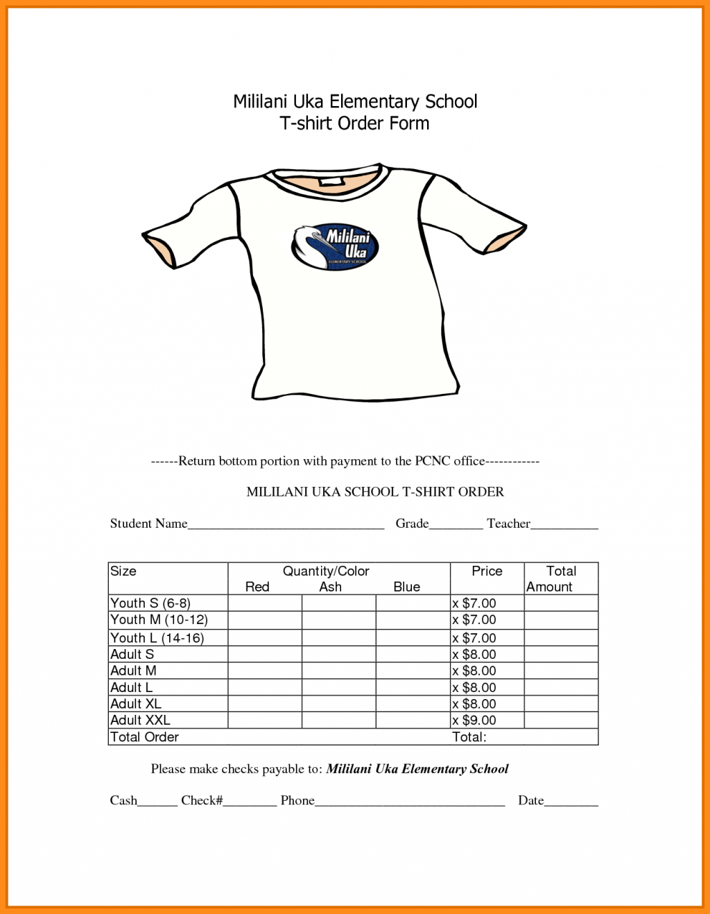 Blank Tshirt Template Printable « Alzheimer's Network Of Oregon for Blank T Shirt Order Form Template