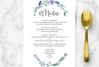 Blue Floral Wedding Food Menu Template  Wedding Menu Cards  Hands with regard to Bridal Shower Menu Template