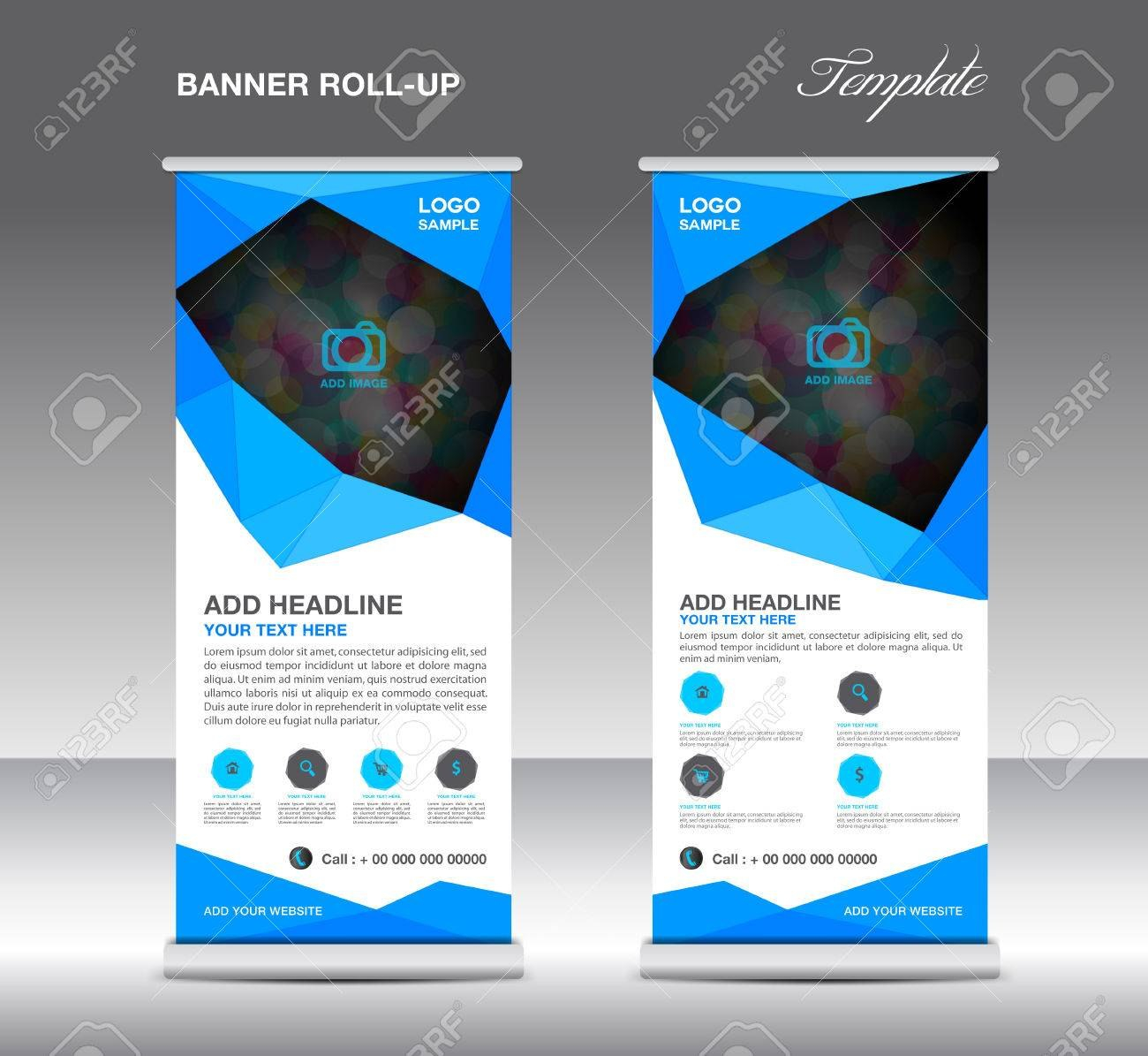 Blue Roll Up Banner Stand Template Stand Designbanner Template with Banner Stand Design Templates
