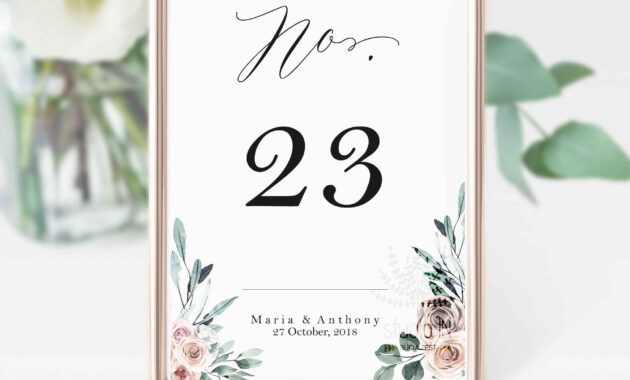 Boho Table Number Card Boho Floral Table Card Template  Etsy pertaining to Table Number Cards Template