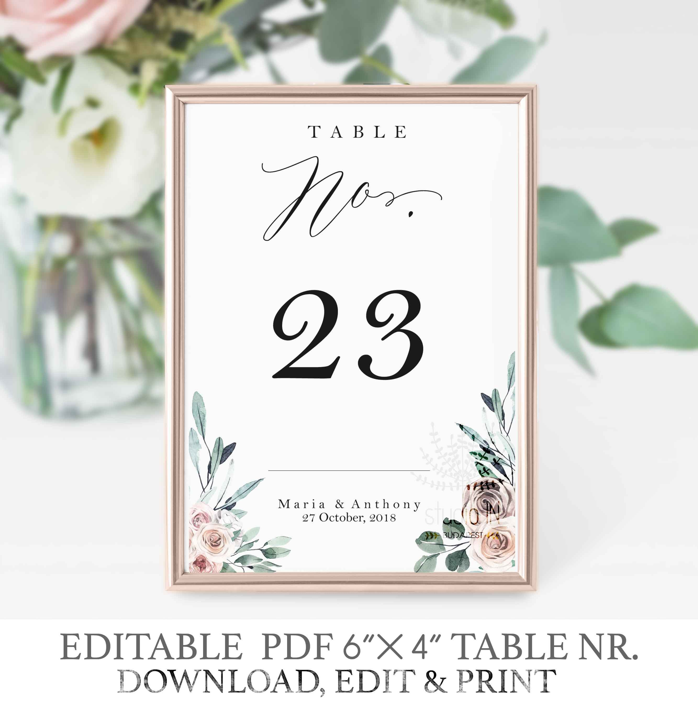 Boho Table Number Card Boho Floral Table Card Template  Etsy pertaining to Table Number Cards Template