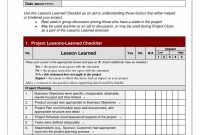 Briliant Lessons Learned Checklist Princelessonslearnedreport pertaining to Prince2 Lessons Learned Report Template