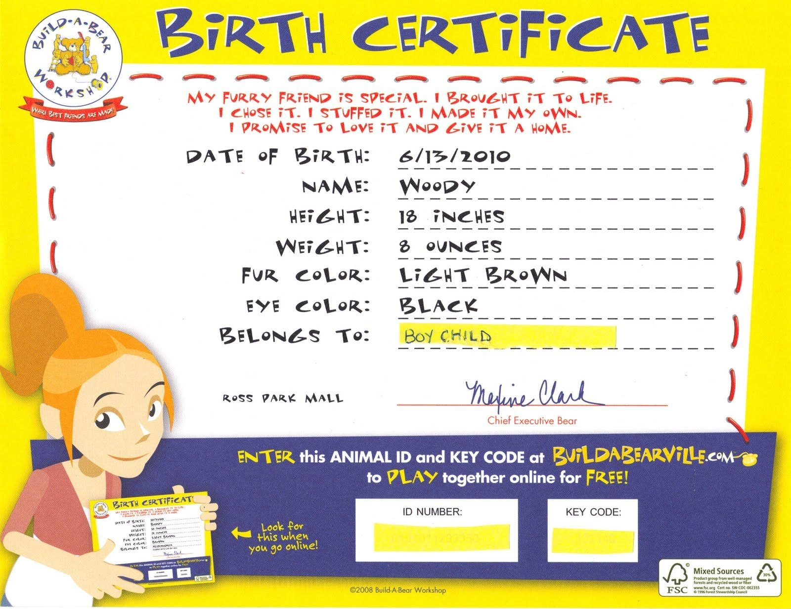 Buildabear Birth Certificate  Party Buildabear  Build A Bear with Build A Bear Birth Certificate Template