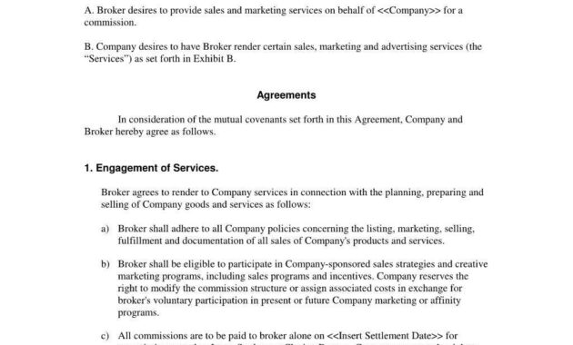 Business Broker Agreement Template  Broker Mission Contract with regard to Business Broker Agreement Template