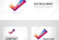 Business Card Template Set Vector Polygonal Crystal Check Mark for Acceptance Card Template