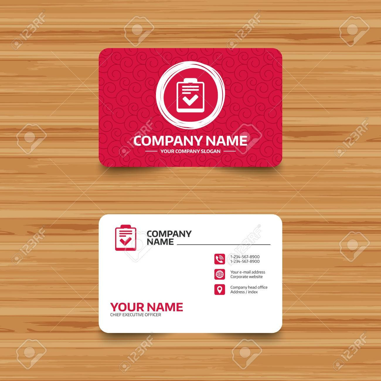 Business Card Template With Texture Checklist Sign Icon Control regarding Survey Card Template