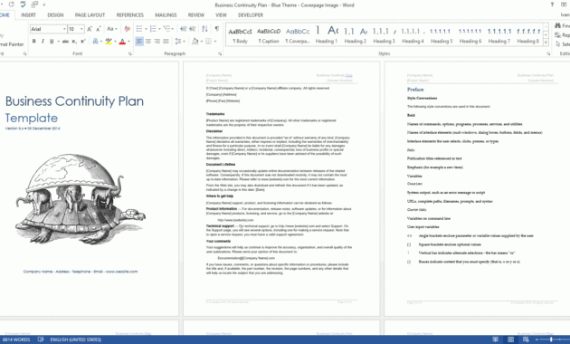 Business Continuity Plan Template Ms Wordexcel – Templates Forms with Business Continuity Management Policy Template