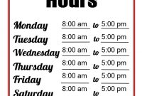 Business Hours Template  Templates At Allbusinesstemplates with regard to Printable Business Hours Sign Template