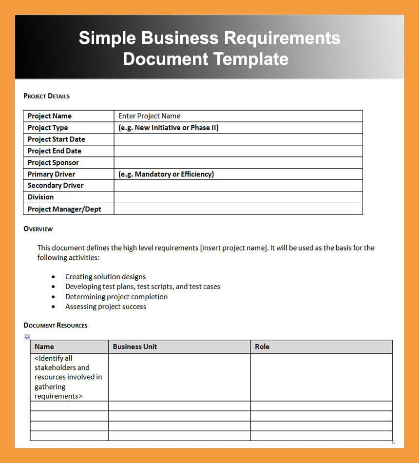 Business Requirements  Resume Pdf pertaining to Business Requirements Document Template Pdf