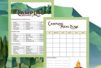 Camping Printables  Packing List And Meal Planner with Camping Menu Planner Template
