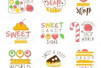 Candy Shop Promo Signs Series Of Colorful Vector Design Templates in Sweet Labels Template