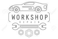Car Repair Workshop Black And White Label Design Template With for Black And White Label Templates