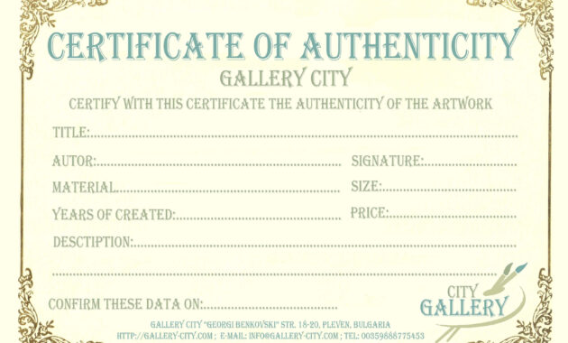 Certificate Authenticity Template Art Authenticity Certificate pertaining to Certificate Of Authenticity Template