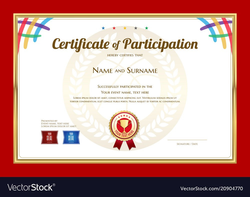 Certificate Basketball  Template Vector Images within Basketball Camp Certificate Template