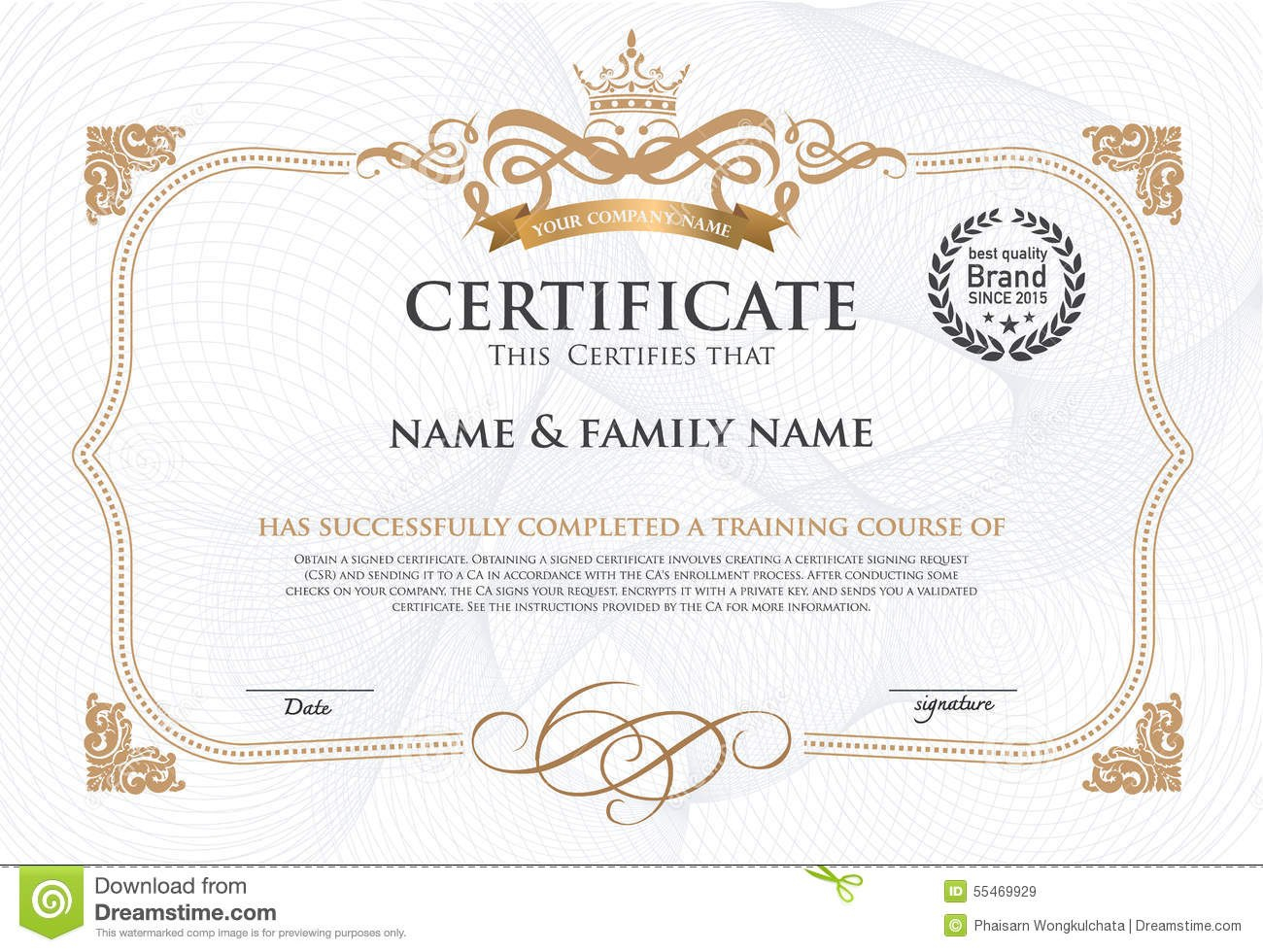 Certificate Design Template Stock Vector  Illustration Of inside Award Certificate Design Template