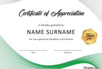 Certificate Of Appreciation Template For Donations with regard to Donation Certificate Template
