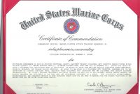Certificate Of Appreciation Usmc  Toha within Officer Promotion Certificate Template
