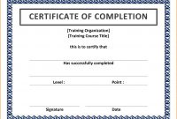 Certificate Of Completion Template Word Ideas Training Shocking in Training Certificate Template Word Format