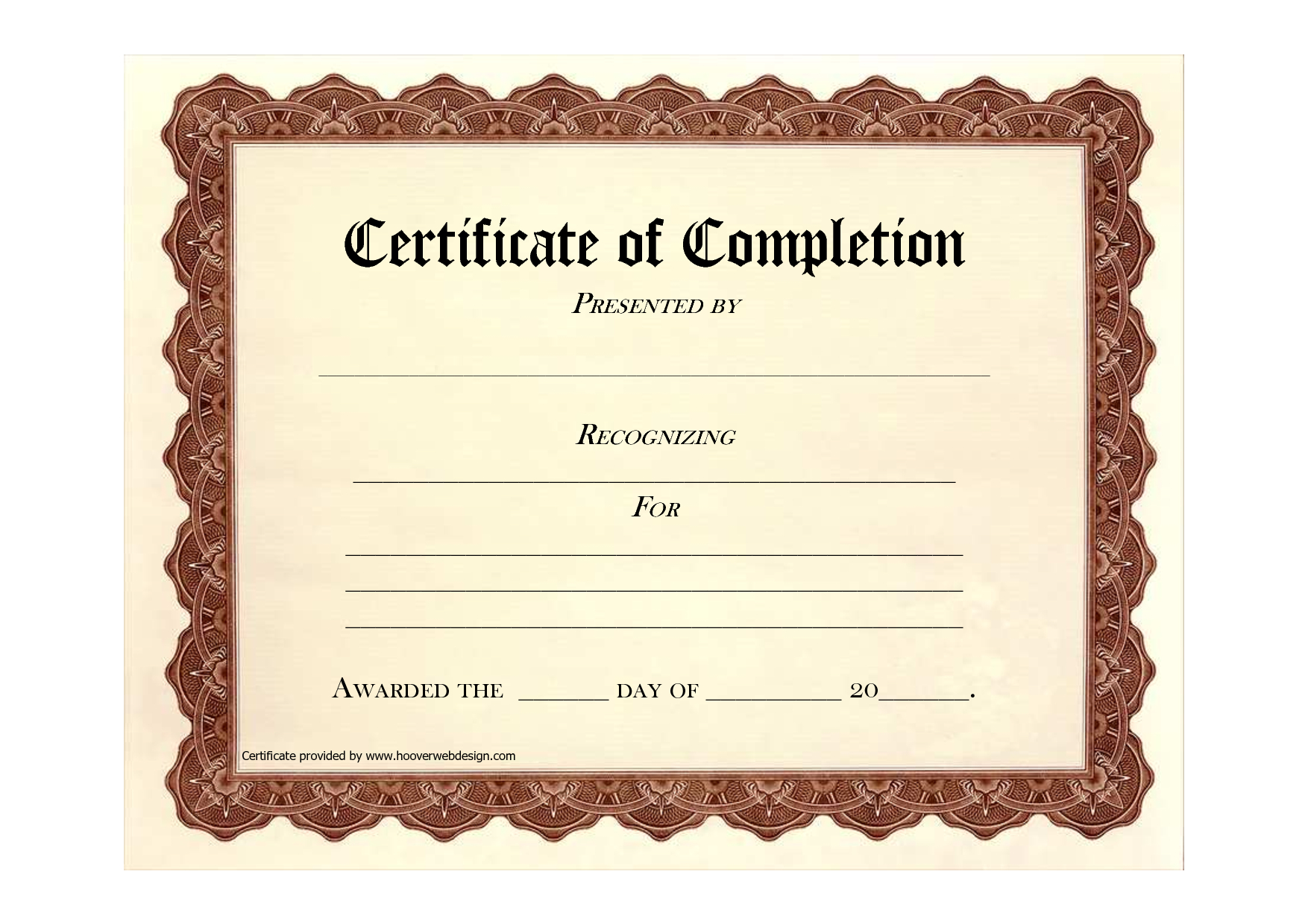 Certificate Of Completion Templates Free Download Images  Free throughout Free Completion Certificate Templates For Word