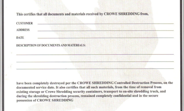 Certificate Of Destruction Template Frightening Ideas Data Uk within Free Certificate Of Destruction Template