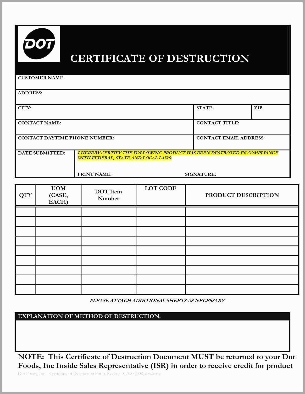 Certificate Of Destruction  Tubidportal regarding Hard Drive Destruction Certificate Template