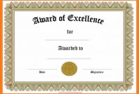 Certificate Of Excellence Templates For Word  Weekly Template with regard to Certificate Of Excellence Template Word