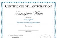 Certificate Of Participation Sample Free Download regarding Certification Of Participation Free Template