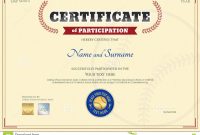 Certificate Of Participation Template In Baseball Sport Theme Stock regarding Sports Day Certificate Templates Free