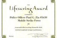 Certificate Of Performance Template  – Elsik Blue Cetane for Life Saving Award Certificate Template