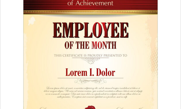 Certificate Template Employee Of The Month in Employee Of The Month Certificate Template With Picture