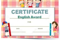 Certificate Template For English Award With Many Kids Stock Vector with regard to Children's Certificate Template