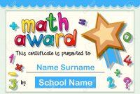 Certificate Template For Math Award With Golden Star Illustration regarding Star Award Certificate Template