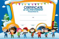 Certificate Template With Children In Winter Vector Image inside Children&#039;s Certificate Template